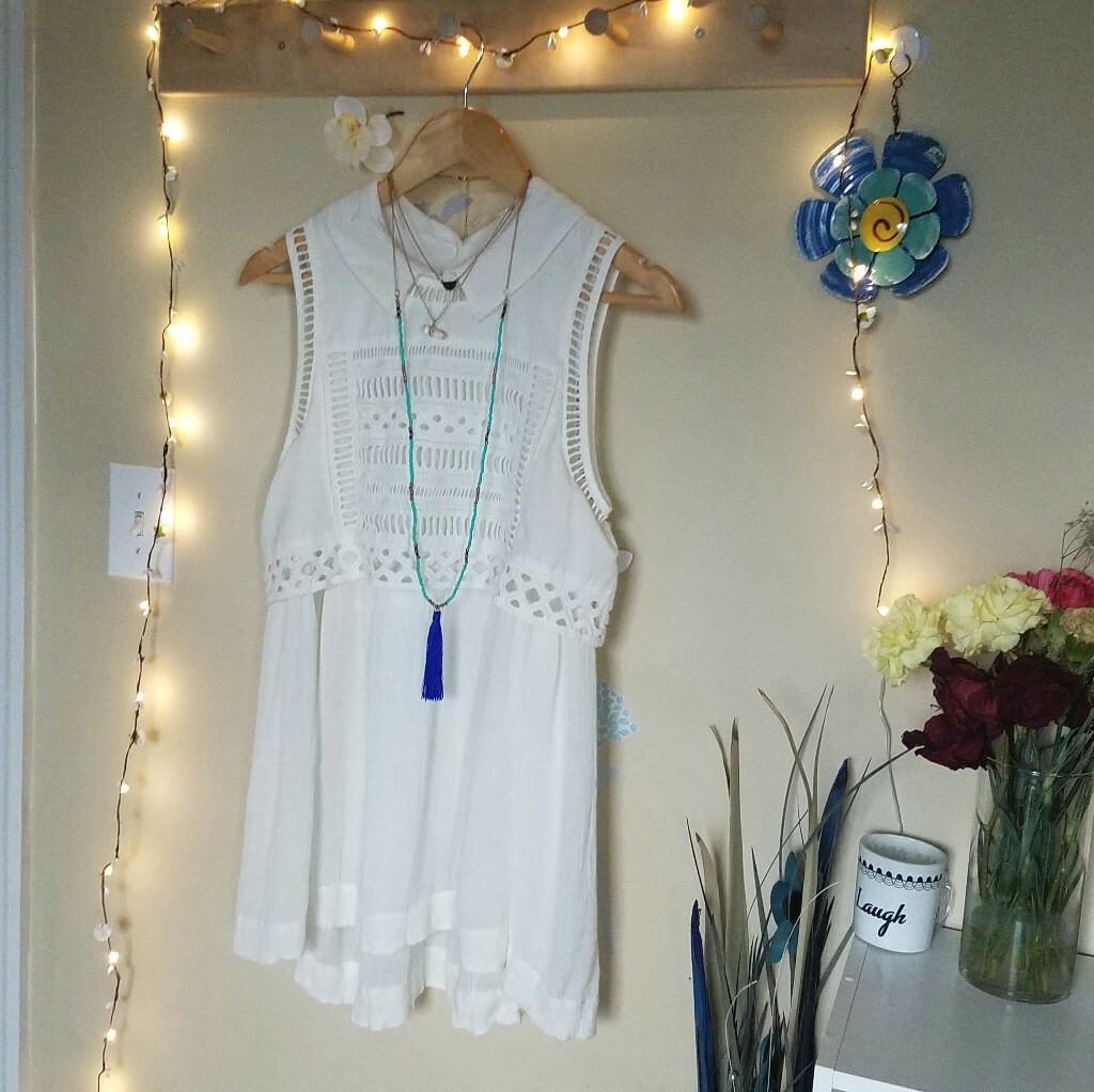 Free People Crochet Mini Dress White Size Small S Cotton | eBay
