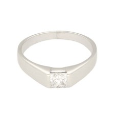 18Carat White Gold 0.45ct Princess Cut Diamond Solitaire Ring (Size Q) 4x4mm ...