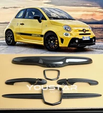 NO '500' FOR FIAT ABARTH CARBON EFFECT COMBO WHISKER HANDLE TRIMS 500 595 695