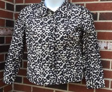 CHICOS Jacket Size 1 Brown Animal Print Zipper Front Long Sleeve Unlined