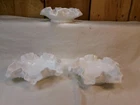 3 Vintage Fenton Hobnail Milk Glass Ruffled Edge 5.75" Trinket Candy Dish Bowls