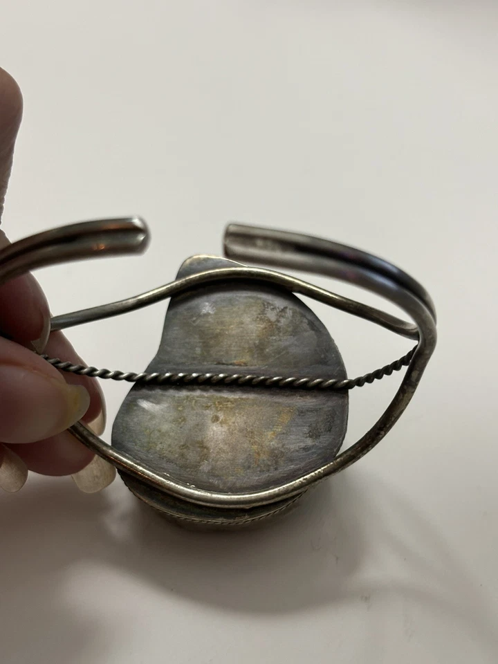 Brazalete Abierto Tono Plata Amonita ENORME!!!! ÚNICO Foto 3 de 4