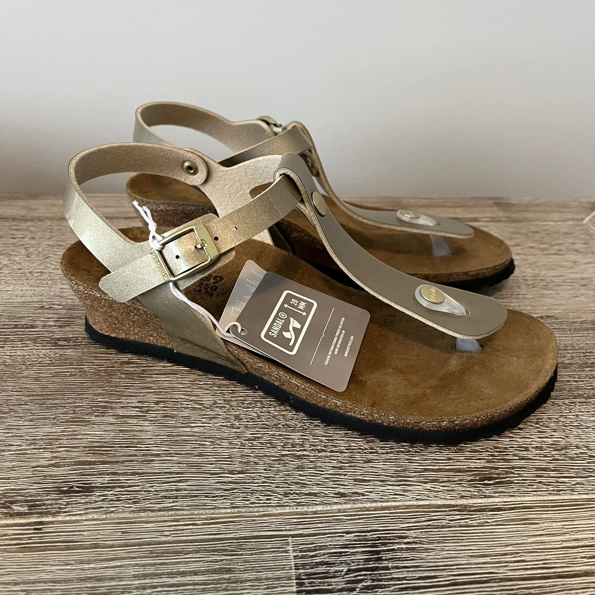 NWT Birkenstock Size 39 Ashley Metallic Copper Wedge Sandals eBay