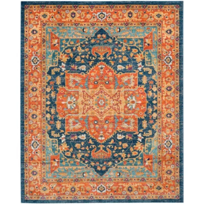 SAFAVIEH Evoke Collection EVK275C Blue / Orange Rug