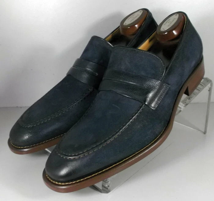 242057 SPi60 CORMAC PENNY MENS SHOE 9 M NAVY SUEDE MADE IN ITALY