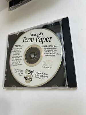 Multimedia Term Paper PC CD-ROM Windows 3.1 and 95 Vintage Computer Software 