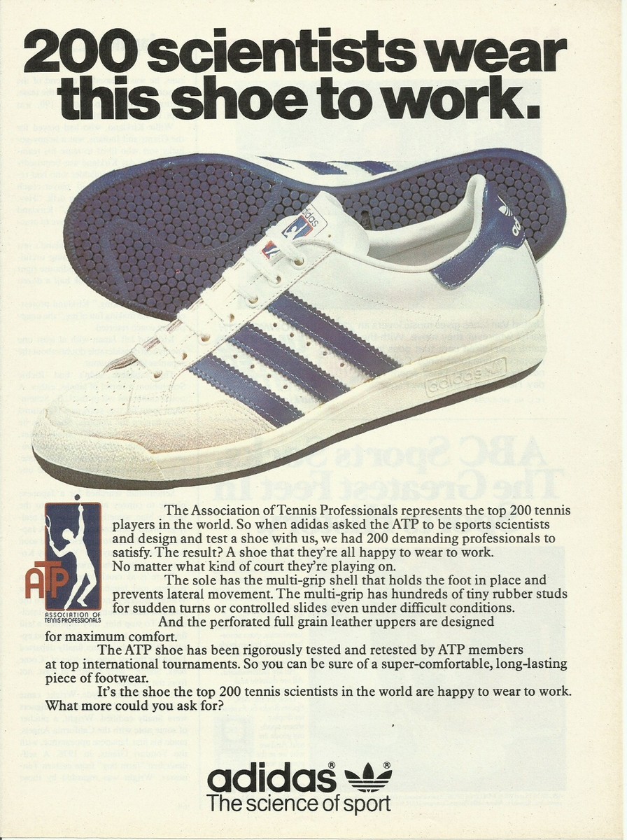 1979 Adidas ATP Tennis Shoe Fashion Style vintage Print Ad 70's