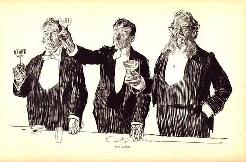 THE QUEEN, MEN TOASTING Antique Charles Dana Gibson print 1907
