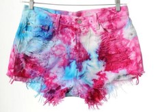 Vtg Levis 501 High Waist Colorful MARBLED Dyed Tie Dye Frayed Cut Off Shorts XL