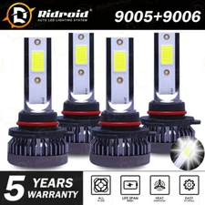 9005+9006 3200W 520000LM Combo LED Headlight High/Low Beam 6000K White 4 Bulbs