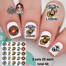 USMC Waterslide Nail Art Decals Set Of 50 Instructions & Bonus