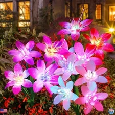 Solar Garden Lights 5 Pack, Color Changing Lily Flowers Waterproof for Outdoors