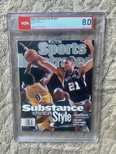 PSA 8.0 🏀 Kobe Bryant Tim Duncan FC 1999 Sports Illustrated Newsstand not CGC
