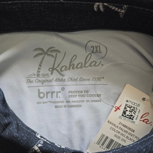 *NWT Kahala Brrr Performance Polo Shirt Black Palm-2XL Cooling Rapid Drying Golf - Picture 6 of 9