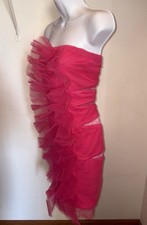 Fashion Nova Hot Pink Womens Strapless Dress Sz 1XL Ruffle Chiffon Strapless