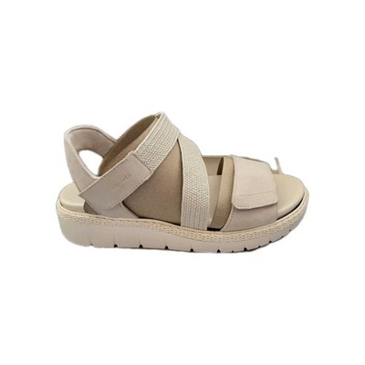 Tamaris PureRelax Damen Sandalen Ivory Leder Komfort Klett Neu OVP