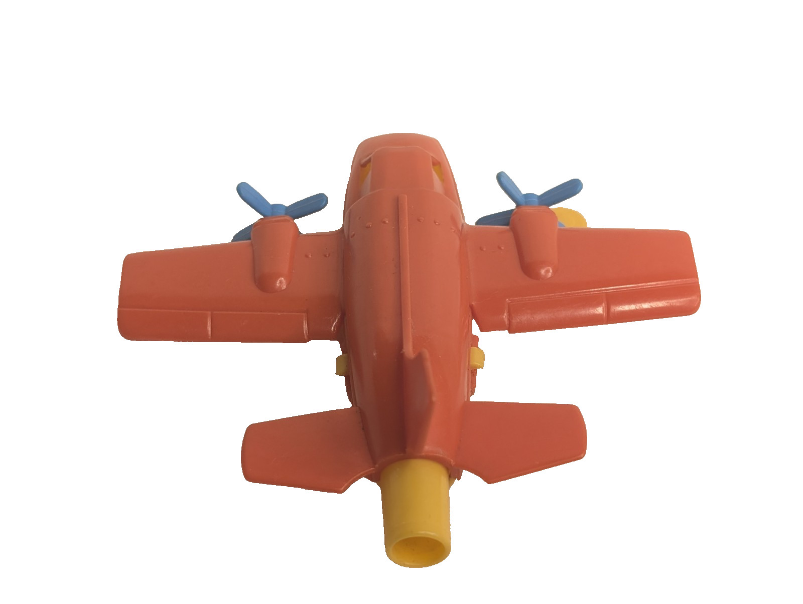 Vintage Turbo Prop Bruder Toy Whistle Plastic Airplane Orange, Yellow & Blue 4x4