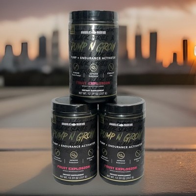 3 Anabolic Warfare Pump-N-Grow Muscle Caffeine Free Pre Workout FRUIT PUNCH  