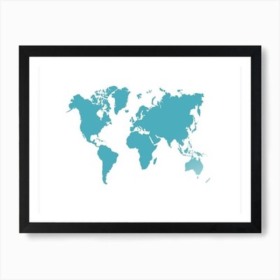 Weltkarte 14 Kunstdruck gerahmt Wandbild Poster Leinwanddruck Bild