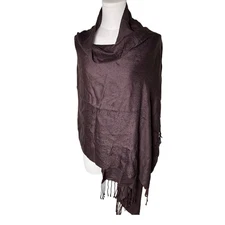 Boho Paisley Pashmina Shawl Brown Fringe Lightweight Wrap Scarf