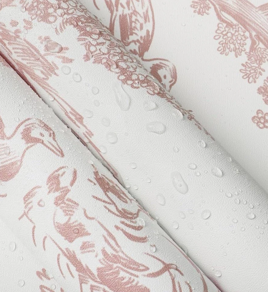 CICIwind Peel & Stick Pink/ White Wallpaper  16” x 197” (6-Rolls) New - Image 2 of 4