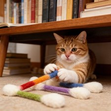 Cat Toys with Catnip Wool Felt Cat Toy with Cotton Swab Shape Dental Care