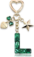 Butterfly Initial Letter Keychain Bag Charms for Women Cute Shiny Accessories
