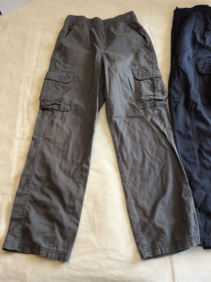 Lote de 2 Pantalones Caqui Carga Children’s Place Boys Azul Gris Cintura Elástica Foto 3 de 4