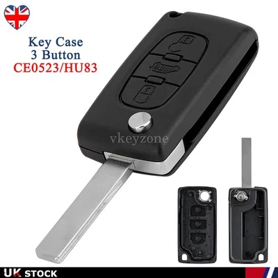 3 Button Remote Flip Key Fob Case Shell For Peugeot Expert Citroen Dispatch Van