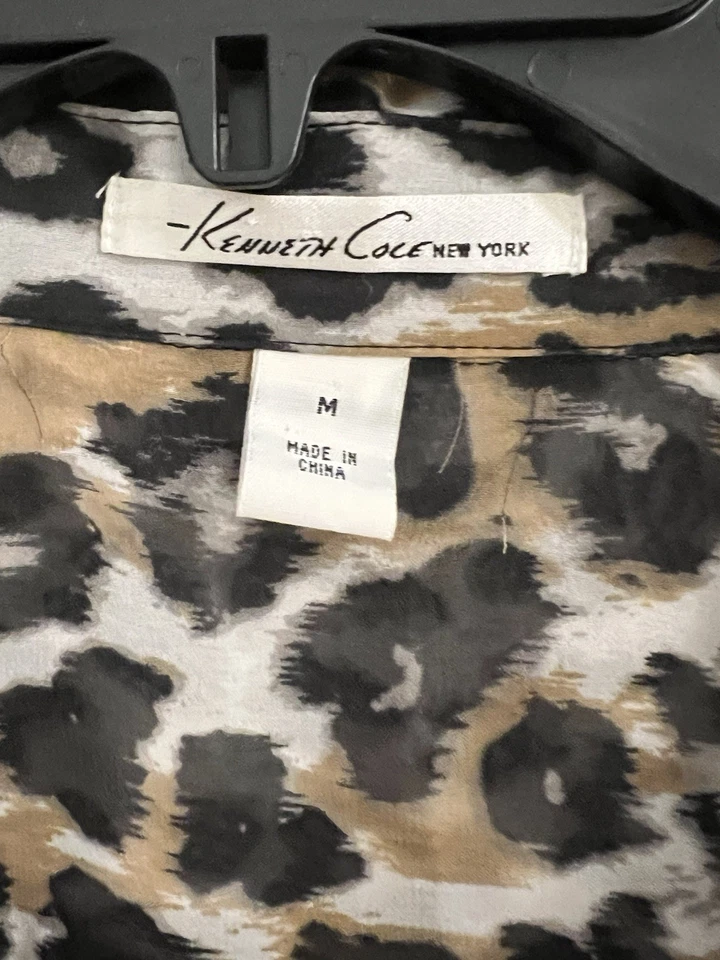 Kenneth Cole Нью-Йорк животных печати чистый блузка на пуговицах лагерь рубашка - средний - Изображение 3 из 4