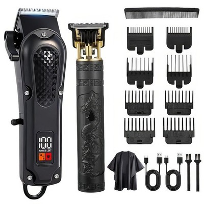 Professional Men Hair Clippers Trimmer Set Electric Cordless Shaver Barber Kit