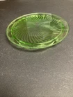 Vintage Uranium Green Depression Glass 10" Footed Cake Plate Anchor Hocking