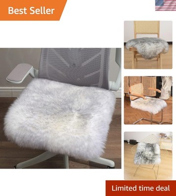 Sheepskin Chair Cushion Non-Slip Back Square Genuine Fur Chair Cover Silky soft