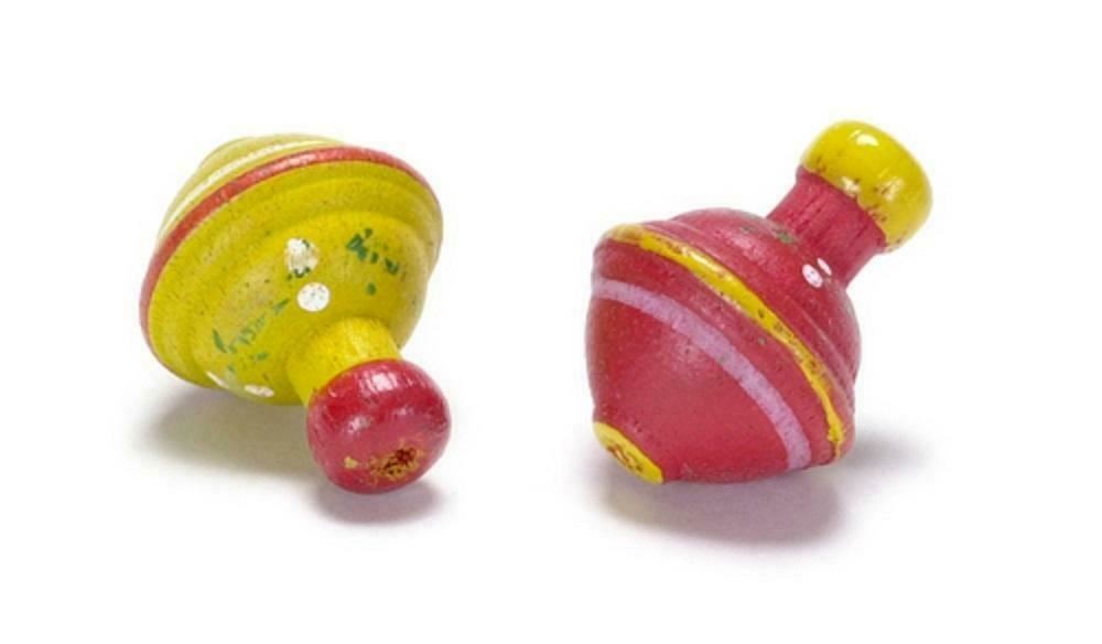 Dolls House Wooden Spinning Tops Miniature Toy Shop Accessory