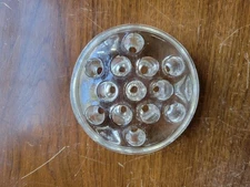 Clear Heavy Glass Footed Floral Frog 13 Holes, Vintage