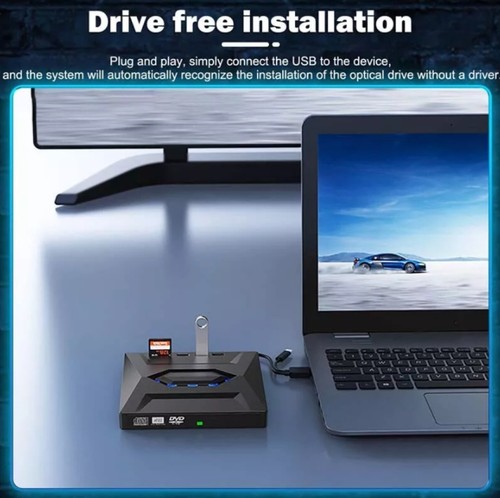 7 in 1 USB 3.0 Externes Laufwerk DVD CD UHD 4K Brenner Player für Laptop PC - Bild 7 von 12