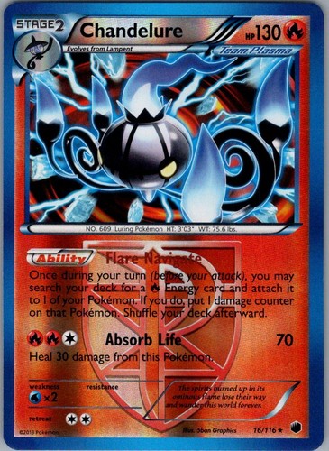 Chandelure 16/116 Holo Rare Plasma Freeze Pokemon Lightly Played