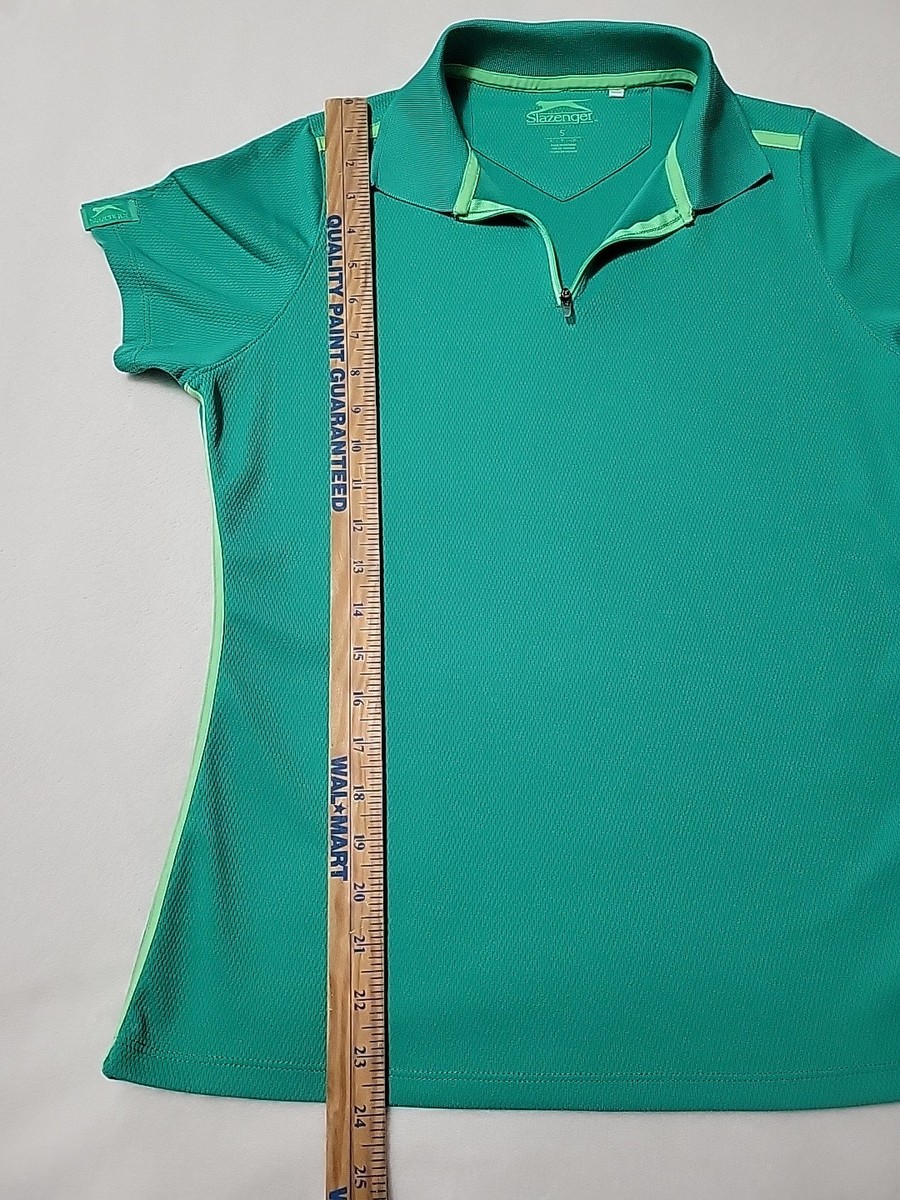 Slazenger Women's Polo Shirt Green Size Small Zip Active Athleisure Golf  Tennis