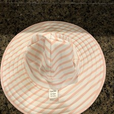 RUFFLEBUTTS 0-12 Mo Sun Hat Reversible Pink white Polka dot Or Stripes