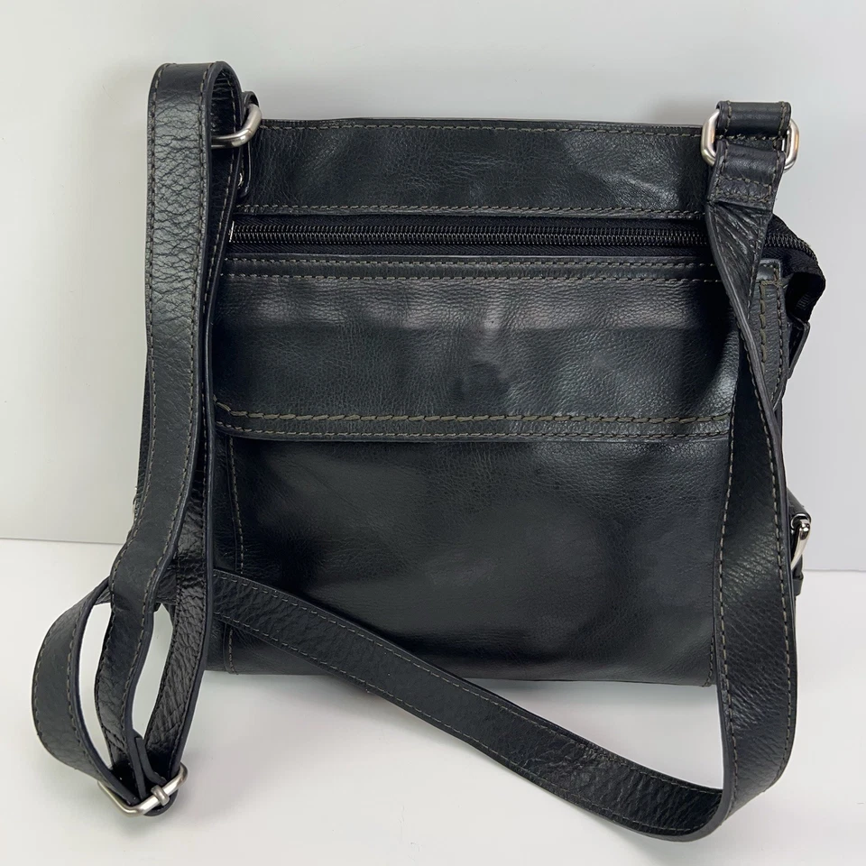 Bolso Bandolera de Cuero FOSSIL Ajustable Cartera de Hombro Organizador Cartera Negro Foto 2 de 4