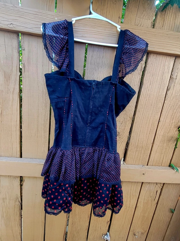 De Colección Tripp NYC Gótico Y2K Negro Rojo Lunares Corsé Vestido Disfraz L Hot Topic. Foto 2 de 4