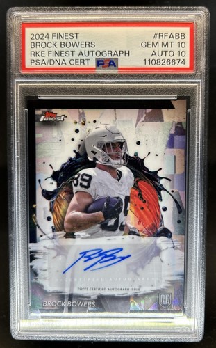 2024 Topps Finest Brock Bowers Rookie Auto RC Refractor #RFA-BB Raiders PSA 10