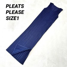 PLEATS PLEASE Long Dress Excellent Condition Navy Polyester Size S
