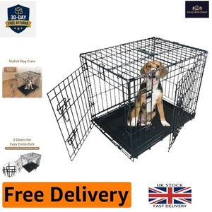 Durable 91cm Folding Dog Cage with Easy Clean Tray - Perfect for Training