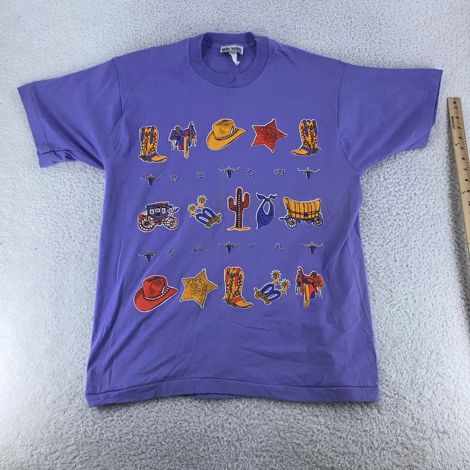 Vintage Western Cowboy Boots Camisa Cacto Grande Roxa Anos 90 Moda Nadina - Imagem 2 de 4