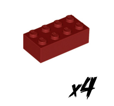 4x LEGO 3001   2x4 Stein   Brick   dunkelrot   dark red