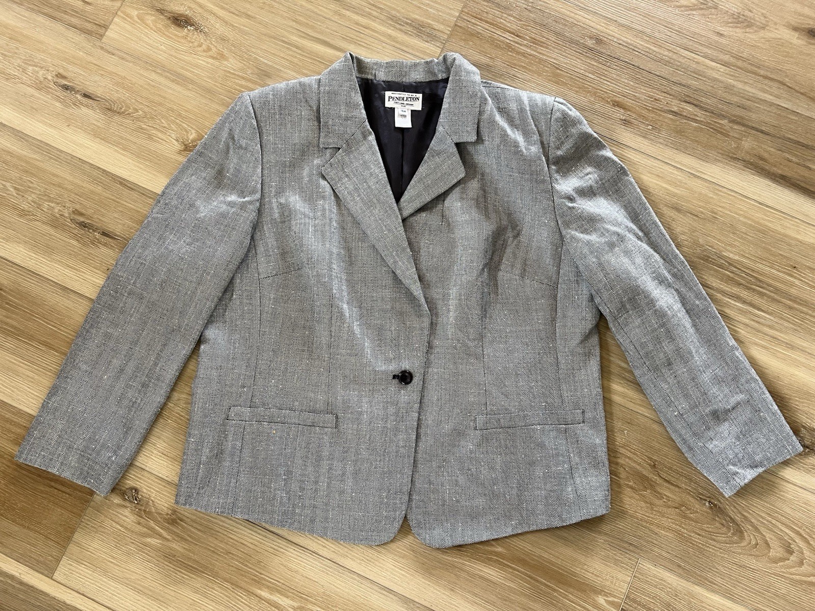 PENDLETON Blazer Jacket Herringbone WOOL SILK Gra… - image 2