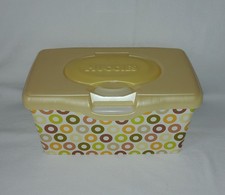 Huggies Baby Wipes Empty Pop Up Refillable Dispenser Container Yellow CIRCLES