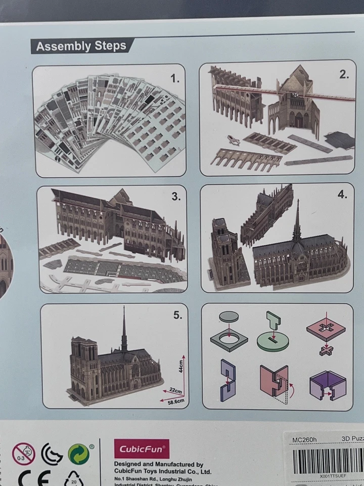 CubicFun 3D Puzzle of Notre Dame De Paris, 293 Pieces Ages 14+ New Sealed MC260h - Image 3 of 4