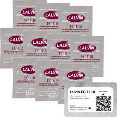 EC-1118 Wine Yeast 10 Pack - Champagne Yeast - Make Wine Cider Mead Kombucha ...